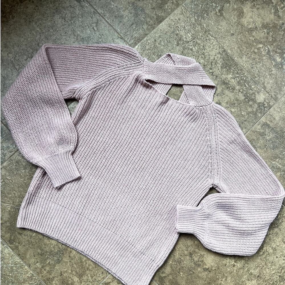 Thick Chunky Long Sleeve Sweater with Criss Cross neck straps, Women's size S